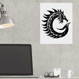 Dragon Styled Letter C, Dragon Alphabet, Monogramm Foliendrucke