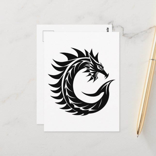 Dragon Styled Letter C, Dragon Alphabet, Monogramm Postkarte (Vorderseite/Rückseite Beispiel)