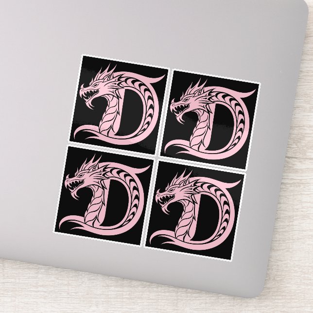 Dragon Styled Letter D, Dragon Alphabet, Monogram Aufkleber (Detail)