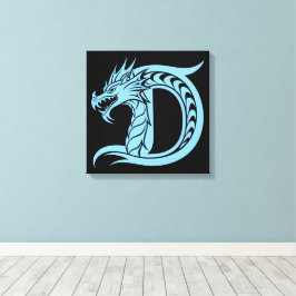 Dragon Styled Letter D, Dragon Alphabet, Monogram Leinwanddruck