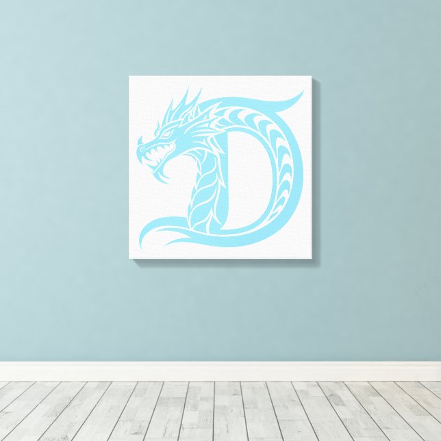 Dragon Styled Letter D, Dragon Alphabet, Monogram Leinwanddruck (Insitu (Holzboden))