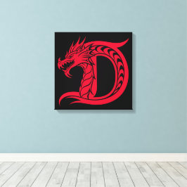 Dragon Styled Letter D, Dragon Alphabet, Monogram Leinwanddruck