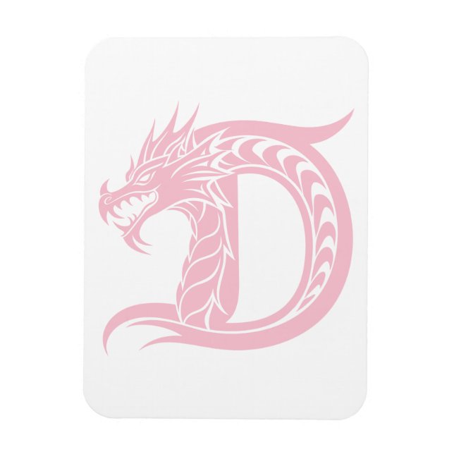 Dragon Styled Letter D, Dragon Alphabet, Monogram Magnet (Vertikal)