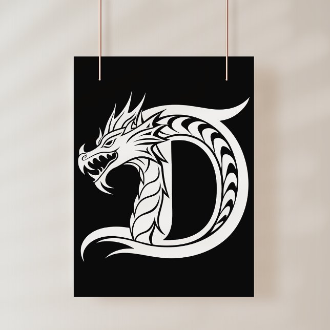Dragon Styled Letter D, Dragon Alphabet, Monogram Poster (Von Creator hochgeladen)