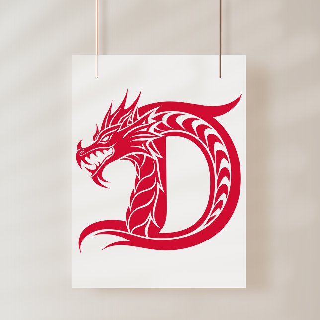 Dragon Styled Letter D, Dragon Alphabet, Monogram Poster (Von Creator hochgeladen)