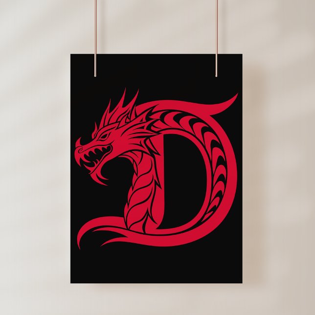 Dragon Styled Letter D, Dragon Alphabet, Monogram Poster (Von Creator hochgeladen)