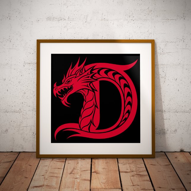 Dragon Styled Letter D, Dragon Alphabet, Monogram Poster (Von Creator hochgeladen)