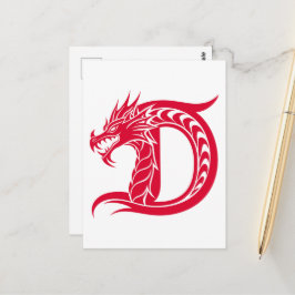 Dragon Styled Letter D, Dragon Alphabet, Monogram Postkarte