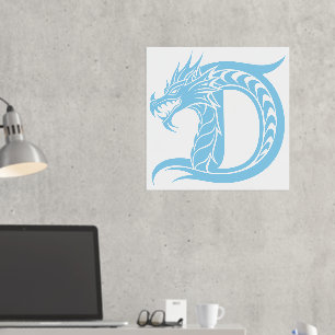 Dragon Styled Letter D, Dragon Alphabet, Monogramm Foliendrucke