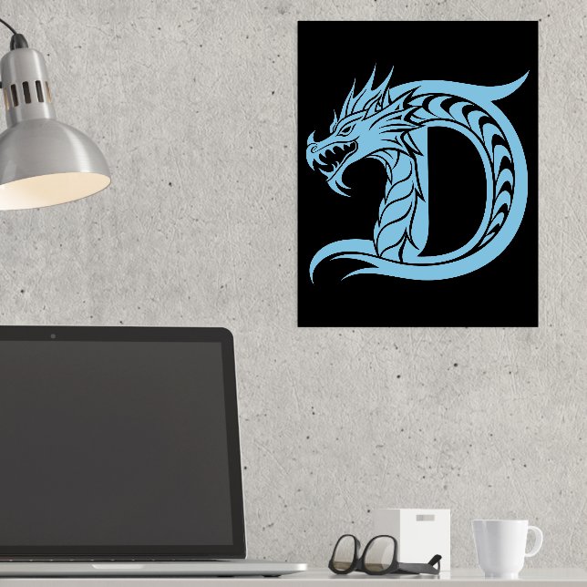 Dragon Styled Letter D, Dragon Alphabet, Monogramm Foliendrucke (In Situ (Schreibtisch))