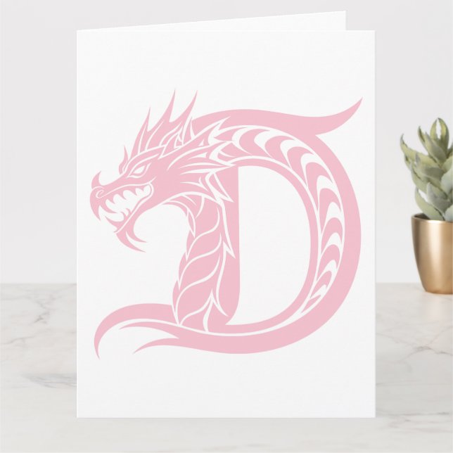 Dragon Styled Letter D, Dragon Alphabet, Monogramm Karte (Kleine Pflanze)