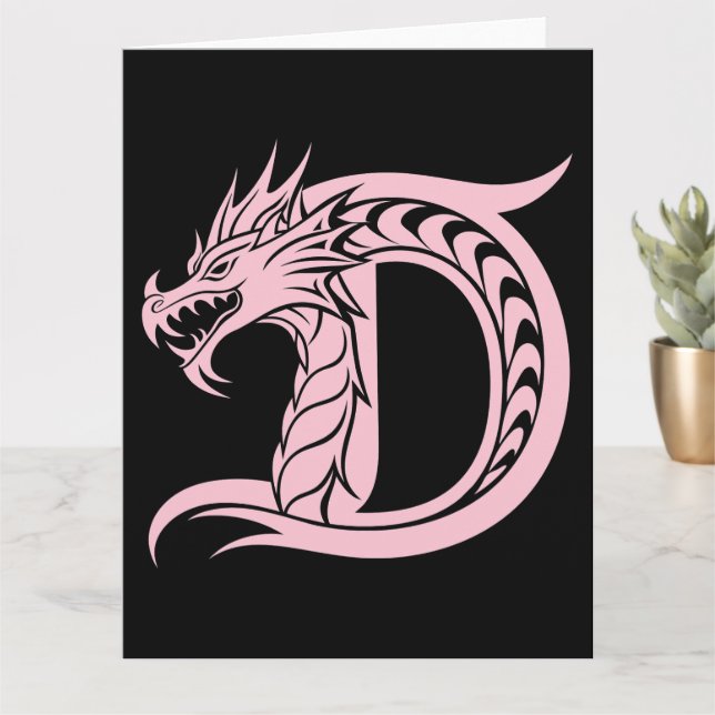Dragon Styled Letter D, Dragon Alphabet, Monogramm Karte (Kleine Pflanze)