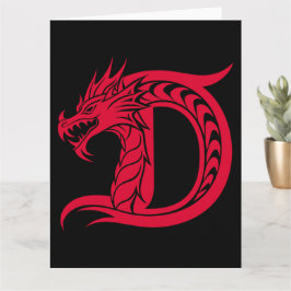 Dragon Styled Letter D, Dragon Alphabet, Monogramm Karte