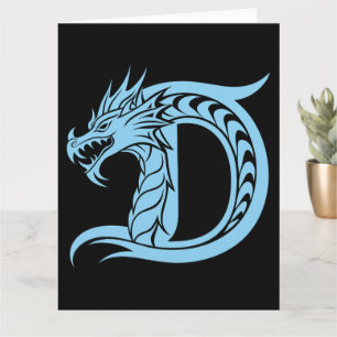 Dragon Styled Letter D, Dragon Alphabet, Monogramm Karte