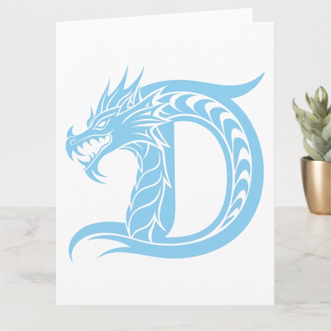 Dragon Styled Letter D, Dragon Alphabet, Monogramm Karte (Kleine Pflanze)