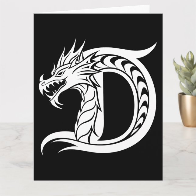 Dragon Styled Letter D, Dragon Alphabet, Monogramm Karte (Kleine Pflanze)
