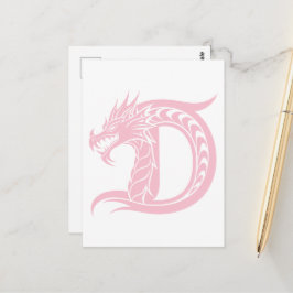 Dragon Styled Letter D, Dragon Alphabet, Monogramm Postkarte