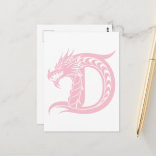 Dragon Styled Letter D, Dragon Alphabet, Monogramm Postkarte