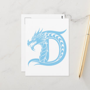 Dragon Styled Letter D, Dragon Alphabet, Monogramm Postkarte