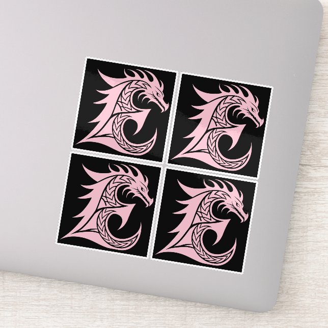 Dragon Styled Letter E, Dragon Alphabet, Monogram Aufkleber (Detail)