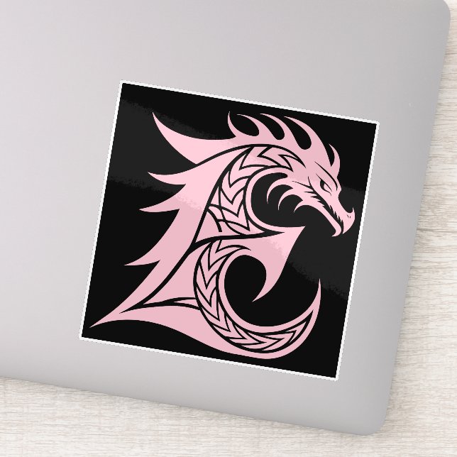 Dragon Styled Letter E, Dragon Alphabet, Monogram Aufkleber (Detail)