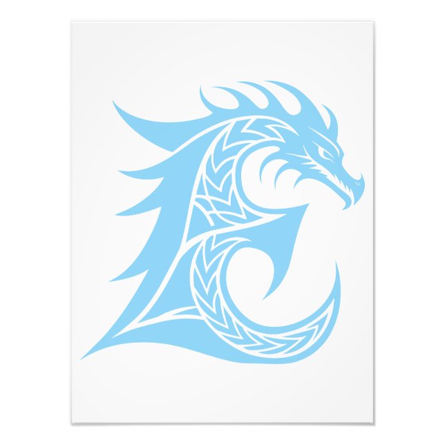 Dragon Styled Letter E, Dragon Alphabet, Monogram Fotodruck (Vorne)