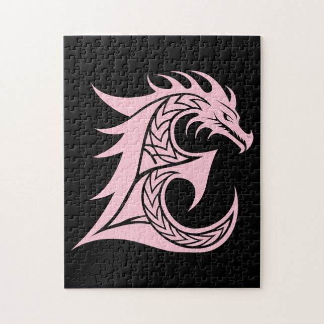 Dragon Styled Letter E, Dragon Alphabet, Monogram Puzzle (Vertikal)