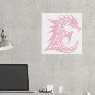 Dragon Styled Letter E, Dragon Alphabet, Monogramm Foliendrucke