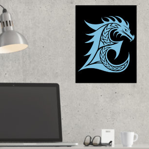 Dragon Styled Letter E, Dragon Alphabet, Monogramm Foliendrucke