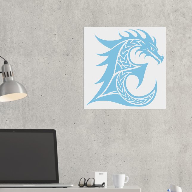 Dragon Styled Letter E, Dragon Alphabet, Monogramm Foliendrucke (In Situ (Schreibtisch 2))