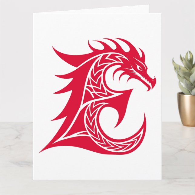 Dragon Styled Letter E, Dragon Alphabet, Monogramm Karte (Kleine Pflanze)