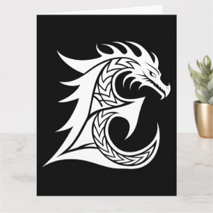 Dragon Styled Letter E, Dragon Alphabet, Monogramm Karte