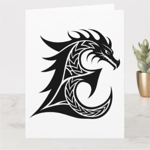 Dragon Styled Letter E, Dragon Alphabet, Monogramm Karte