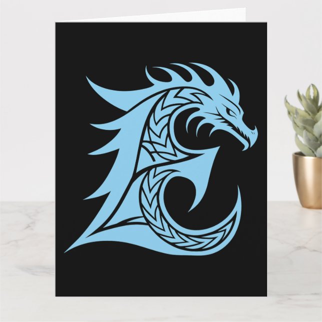 Dragon Styled Letter E, Dragon Alphabet, Monogramm Karte (Kleine Pflanze)