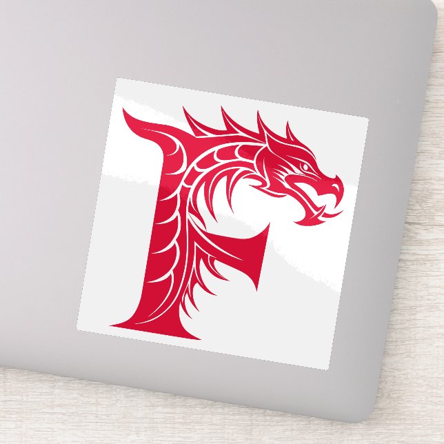 Dragon Styled Letter F, Dragon Alphabet, Monogram Aufkleber (Detail)