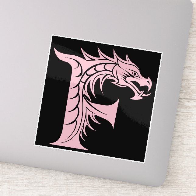 Dragon Styled Letter F, Dragon Alphabet, Monogram Aufkleber (Detail)