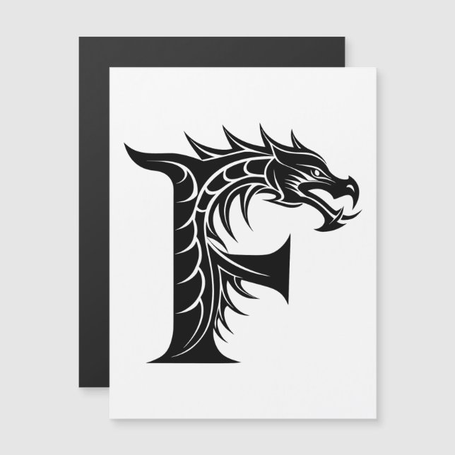 Dragon Styled Letter F, Dragon Alphabet, Monogram Magneteinladung (Vorne/Hinten)