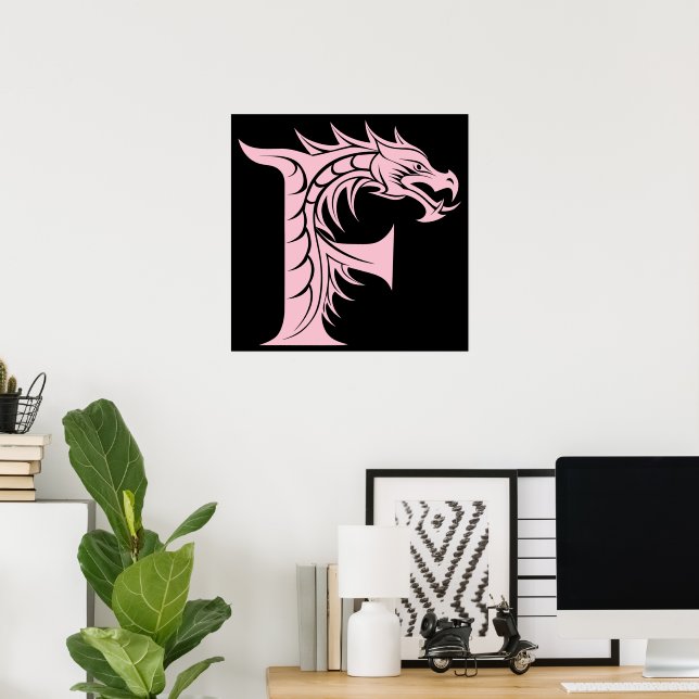 Dragon Styled Letter F, Dragon Alphabet, Monogram Poster (Heimbüro)