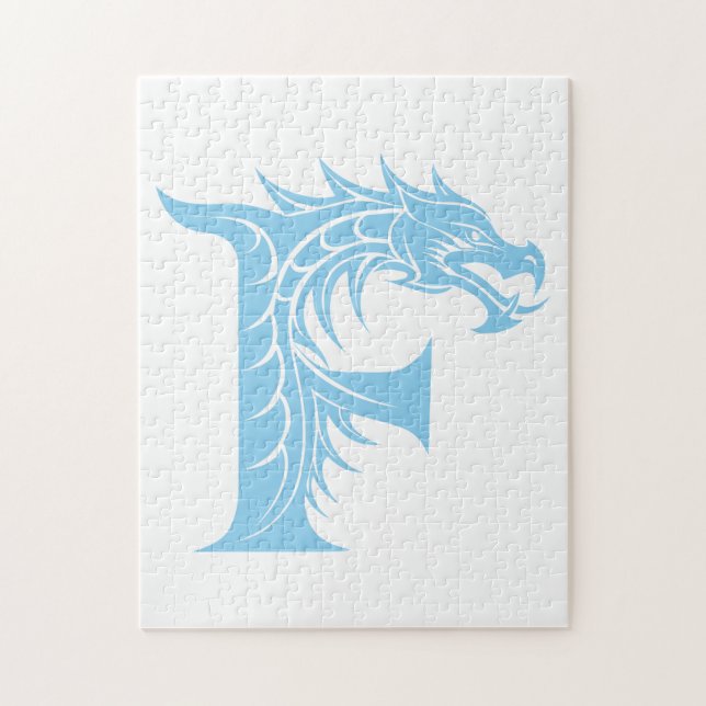 Dragon Styled Letter F, Dragon Alphabet, Monogram Puzzle (Vertikal)