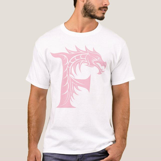 Dragon Styled Letter F, Dragon Alphabet, Monogram T-Shirt (Vorderseite)