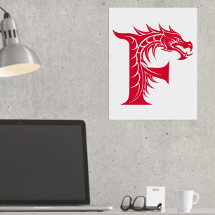 Dragon Styled Letter F, Dragon Alphabet, Monogramm Foliendrucke