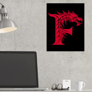 Dragon Styled Letter F, Dragon Alphabet, Monogramm Foliendrucke