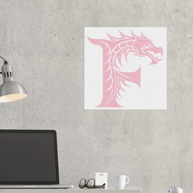 Dragon Styled Letter F, Dragon Alphabet, Monogramm Foliendrucke (In Situ (Schreibtisch 2))