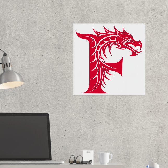 Dragon Styled Letter F, Dragon Alphabet, Monogramm Foliendrucke (In Situ (Schreibtisch 2))
