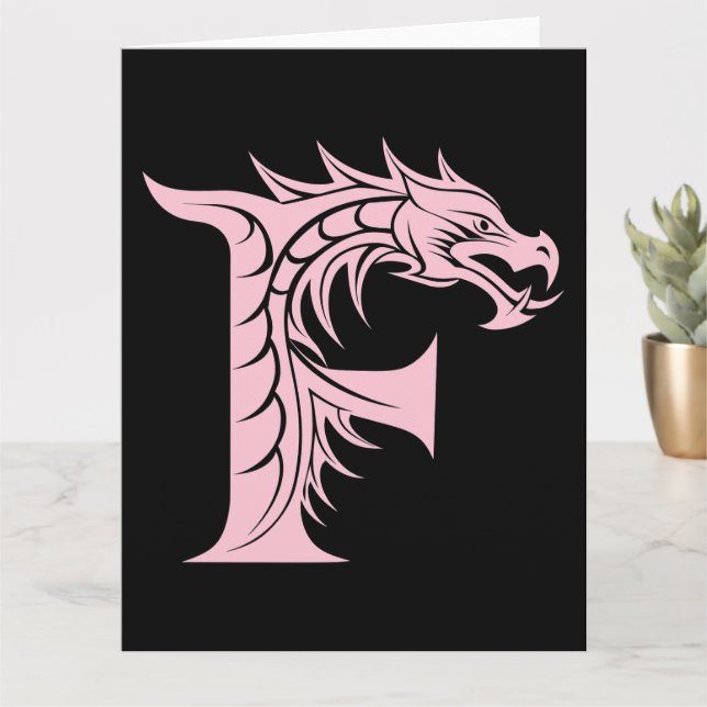 Dragon Styled Letter F, Dragon Alphabet, Monogramm Karte (Kleine Pflanze)
