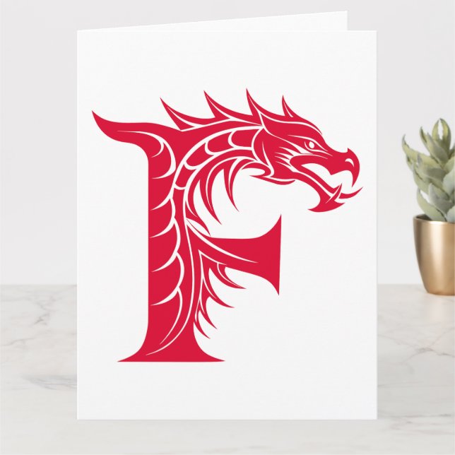 Dragon Styled Letter F, Dragon Alphabet, Monogramm Karte (Kleine Pflanze)