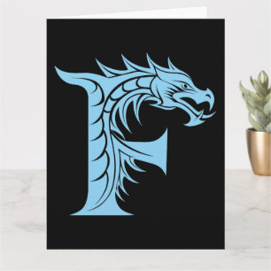 Dragon Styled Letter F, Dragon Alphabet, Monogramm Karte