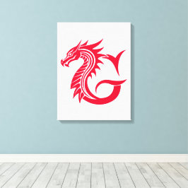 Dragon Styled Letter G, Dragon Alphabet, Monogram Leinwanddruck