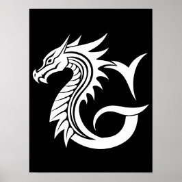 Dragon Styled Letter G, Dragon Alphabet, Monogram Poster