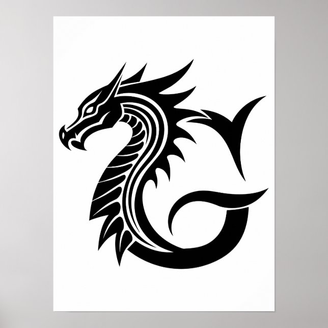 Dragon Styled Letter G, Dragon Alphabet, Monogram Poster (Vorne)